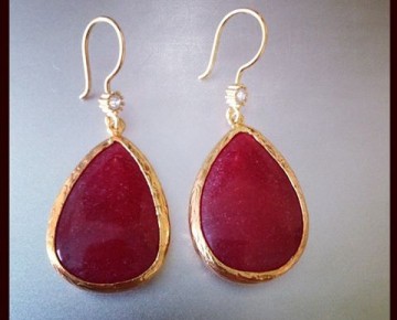Sasha Sterling Drop Earring Red with Diamond
