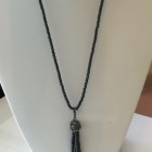 Holly Hematite Long Tassel Necklace