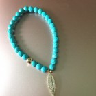 Abby Beaded Boho Charm Bracelet Turquoise Feather