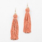 Abby Beaded Ball and Tassel Earrings Coral