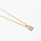 Gold Pave Locket Necklace Mini
